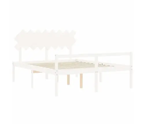 Gulta Ar Galvgali Senioriem, Balts, 160X200 Cm, Masīvkoks Vidaxl