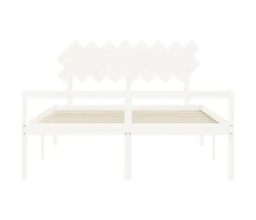 Gulta Ar Galvgali Senioriem, Balts, 160X200 Cm, Masīvkoks Vidaxl