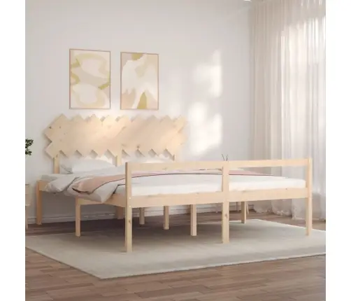 Gulta Ar Galvgali Senioriem, Super King Size, Masīvkoks Vidaxl