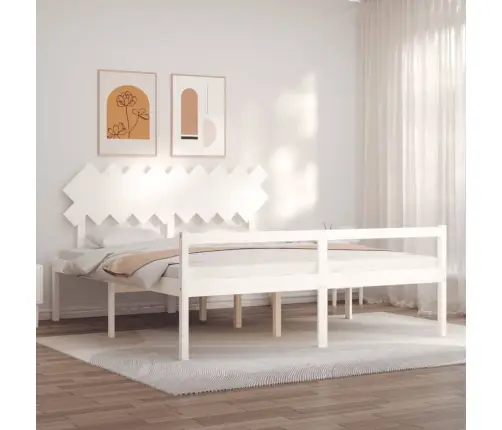 Lova Senjorams Su Galvūgaliu, Baltas, Mediena, Itin Didelis