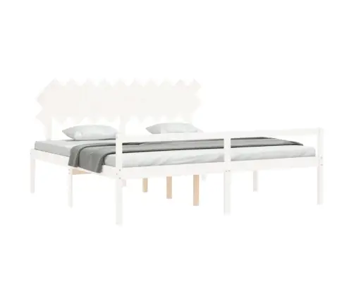 Vanemate Inimeste Voodiraam Peatsiga, Valge, 200X200Cm Täispuit