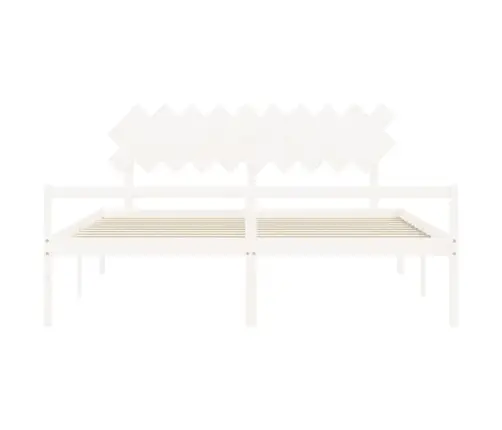 Vanemate Inimeste Voodiraam Peatsiga, Valge, 200X200Cm Täispuit