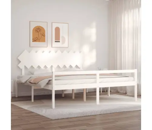 Vanemate Inimeste Voodiraam Peatsiga, Valge, 200X200Cm Täispuit