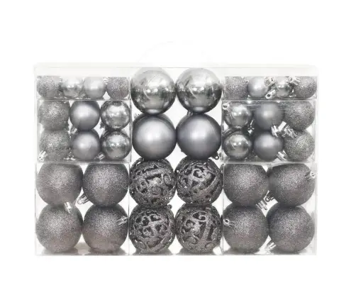 Ziemassvētku Eglītes Bumbiņas, 100 Gab., Pelēkas, 3 / 4 / 6 Cm Vidaxl Ziemassvētku Eglītes Bumbiņas, 100 Gab., Pelēkas, 3 / 4 / 6 Cm Vidaxl