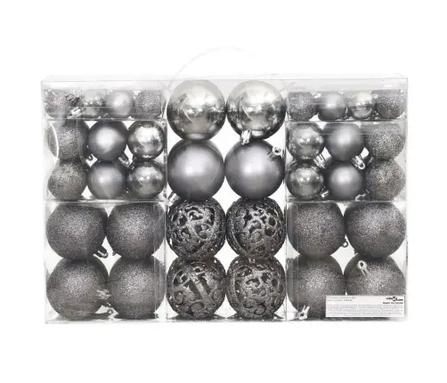 Ziemassvētku Eglītes Bumbiņas, 100 Gab., Pelēkas, 3 / 4 / 6 Cm Vidaxl Ziemassvētku Eglītes Bumbiņas, 100 Gab., Pelēkas, 3 / 4 / 6 Cm Vidaxl