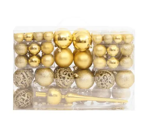 Ziemassvētku Eglītes Rotājumi, 111 Daļas, Zeltains Polistirols Vidaxl