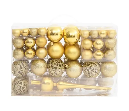 Ziemassvētku Eglītes Rotājumi, 111 Daļas, Zeltains Polistirols Vidaxl