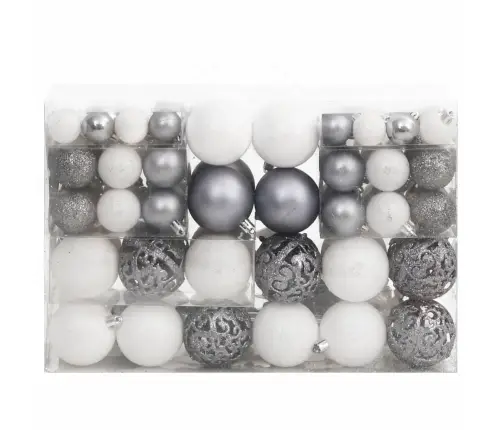 Ziemassvētku Eglītes Rotājumi, 111 Gab., Balti Un Pelēki Vidaxl