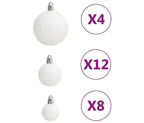 Ziemassvētku Eglītes Rotājumi, 111 Gab., Balti Un Pelēki Vidaxl