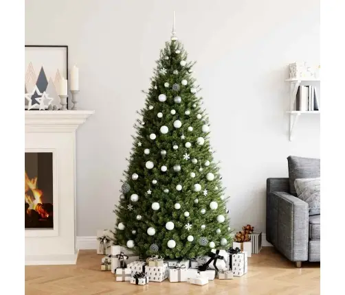 Ziemassvētku Eglītes Rotājumi, 111 Gab., Balti Un Pelēki Vidaxl