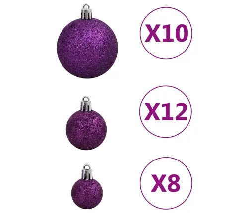 Ziemassvētku Eglītes Rotājumi, 111 Daļas, Violets Polistirols Vidaxl