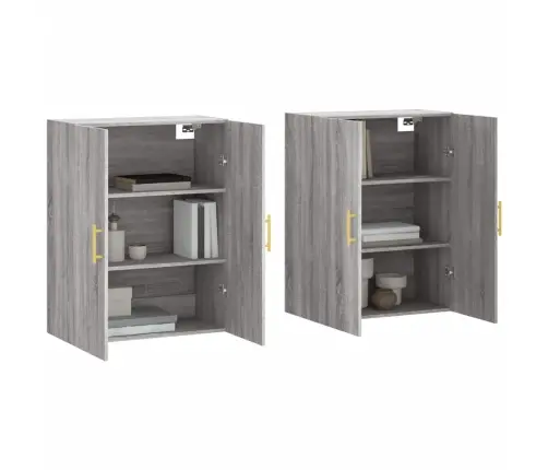 Sienas Skapīši, 2 Gab., 69,5X34X90 Cm, Pelēcīga Ozolkoka Krāsa Vidaxl