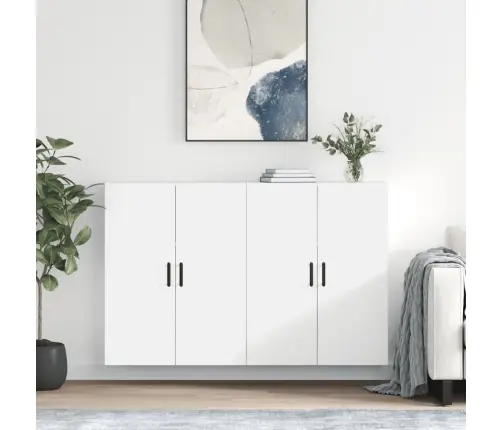 Prie Sienos Montuojamos Spintelės, 2Vnt., Baltos, 69,5X34X90Cm