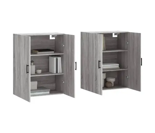 Sienas Skapīši, 2 Gab., 69,5X34X90 Cm, Pelēcīga Ozolkoka Krāsa Vidaxl