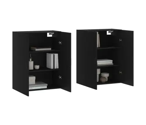 Sienas Skapīši, 2 Gab., Melns, 69,5X34X90 Cm Vidaxl