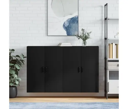 Sienas Skapīši, 2 Gab., Melns, 69,5X34X90 Cm Vidaxl