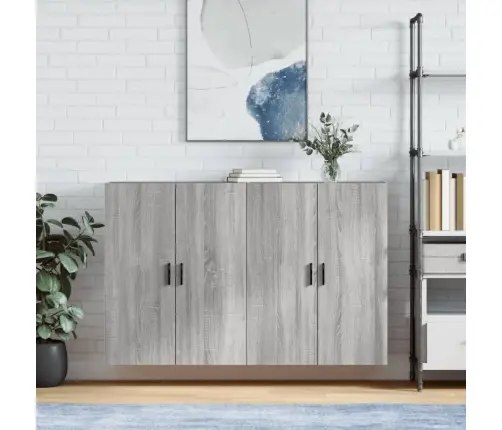 Prie Sienos Montuojamos Spintelės, 2Vnt., Pilkos, 69,5X34X90Cm