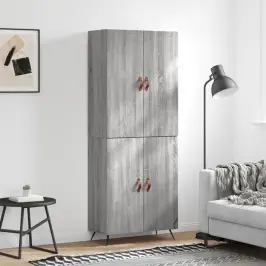 Augstais Skapis, Pelēks, 69,5X34X180 Cm, Inženierijas Koks Vidaxl