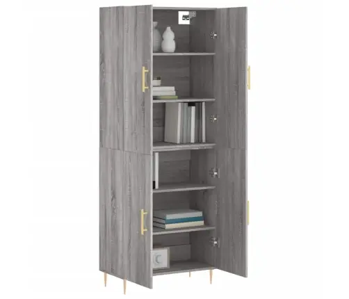 Augstais Skapis, Pelēks, 69,5X34X180 Cm, Inženierijas Koks Vidaxl