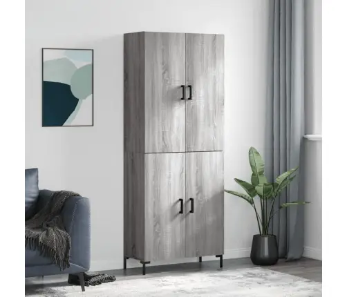 Augstais Skapis, Pelēks, 69,5X34X180 Cm, Inženierijas Koks Vidaxl