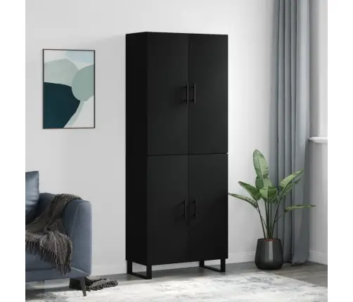 Kõrge Kapp, Must, 69,5 X 34 X 180 cm Tehispuit