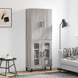 Augstais Skapis, Pelēks, 69,5X34X180 Cm, Inženierijas Koks Vidaxl