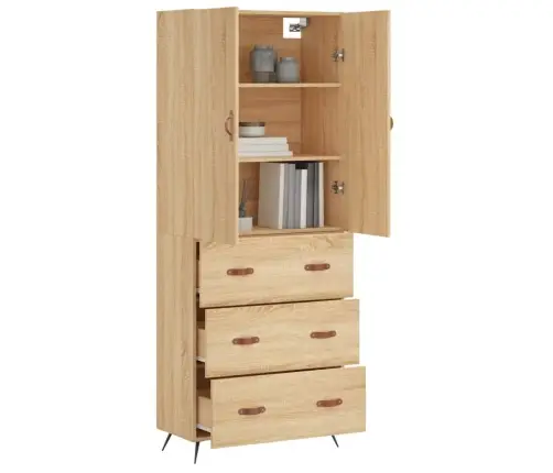 Augstais Skapis, Ozolkoka, 69,5X34X180 Cm, Inženierijas Koks Vidaxl