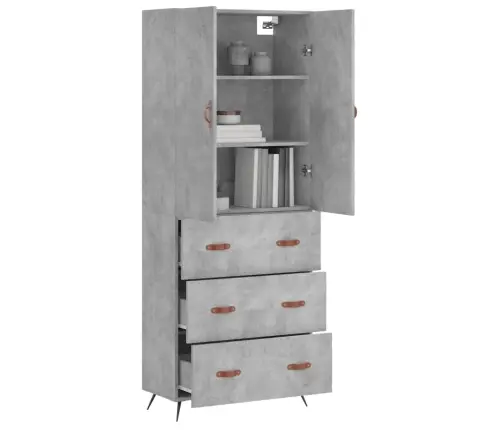 Augstais Skapis, Pelēks, 69,5X34X180 Cm, Inženierijas Koks Vidaxl