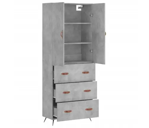 Augstais Skapis, Pelēks, 69,5X34X180 Cm, Inženierijas Koks Vidaxl