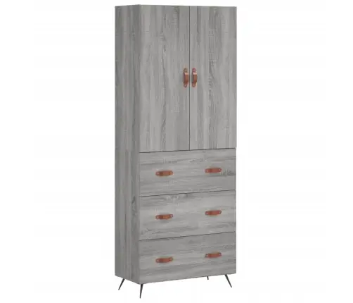 Augstais Skapis, Pelēks, 69,5X34X180 Cm, Inženierijas Koks Vidaxl