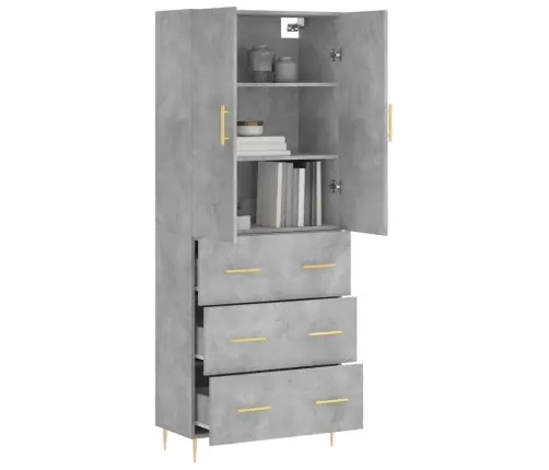 Augstais Skapis, Pelēks, 69,5X34X180 Cm, Inženierijas Koks Vidaxl