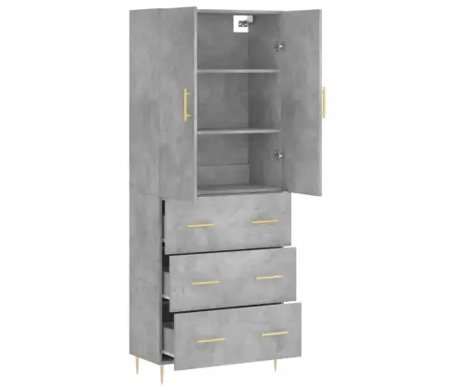 Augstais Skapis, Pelēks, 69,5X34X180 Cm, Inženierijas Koks Vidaxl