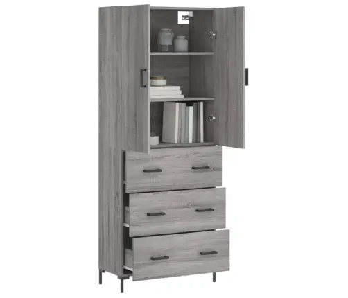 Augstais Skapis, Pelēks, 69,5X34X180 Cm, Inženierijas Koks Vidaxl