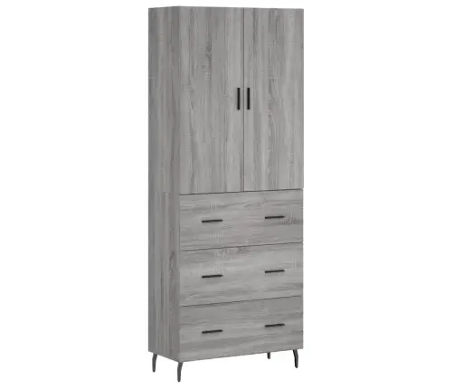 Augstais Skapis, Pelēks, 69,5X34X180 Cm, Inženierijas Koks Vidaxl