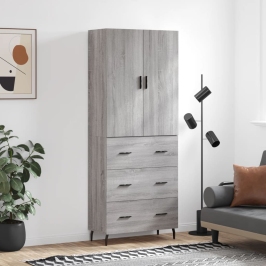 Augstais Skapis, Pelēks, 69,5X34X180 Cm, Inženierijas Koks Vidaxl
