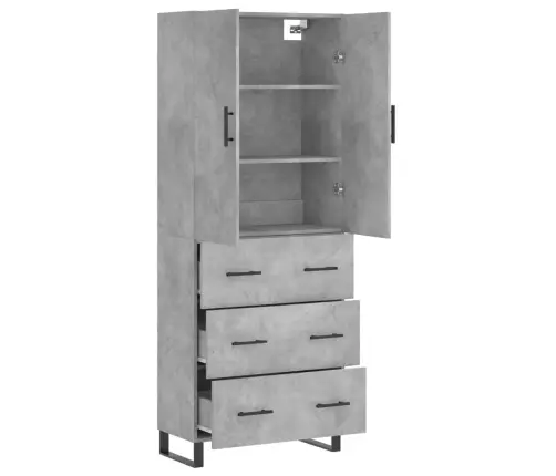 Augstais Skapis, Pelēks, 69,5X34X180 Cm, Inženierijas Koks Vidaxl