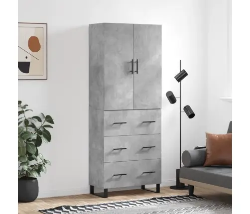 Augstais Skapis, Pelēks, 69,5X34X180 Cm, Inženierijas Koks Vidaxl