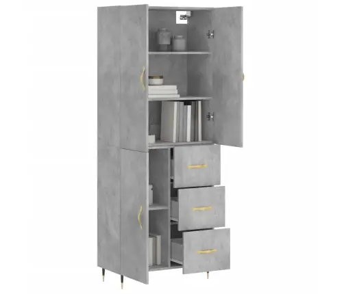 Augstais Skapis, Pelēks, 69,5X34X180 Cm, Inženierijas Koks Vidaxl