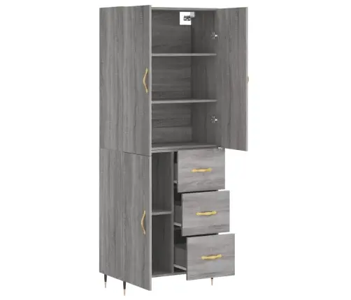 Augstais Skapis, Pelēks, 69,5X34X180 Cm, Inženierijas Koks Vidaxl