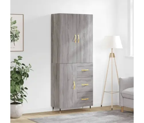 Augstais Skapis, Pelēks, 69,5X34X180 Cm, Inženierijas Koks Vidaxl