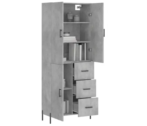 Augstais Skapis, Pelēks, 69,5X34X180 Cm, Inženierijas Koks Vidaxl