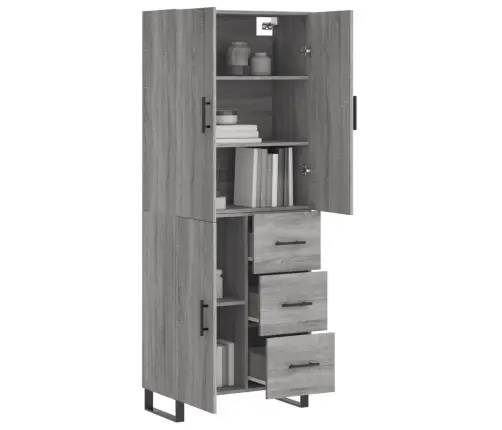 Augstais Skapis, Pelēks, 69,5X34X180 Cm, Inženierijas Koks Vidaxl
