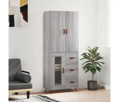 Komoda, Pilkos Ąžuolo Spalvos, 69,5X34X180cm Apdirbta Mediena