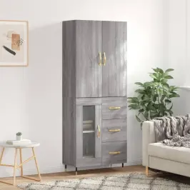 Kõrge Kapp, Hall Sonoma Tamm, 69,5 X 34 X 180 cm Tehispuit