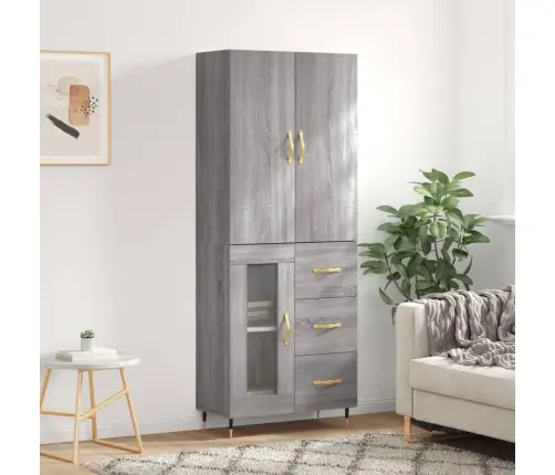 Kõrge Kapp, Hall Sonoma Tamm, 69,5 X 34 X 180 cm Tehispuit