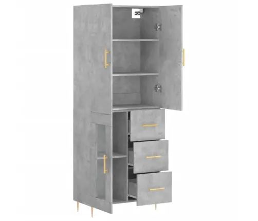 Augstais Skapis, Pelēks, 69,5X34X180 Cm, Inženierijas Koks Vidaxl