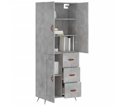 Augstais Skapis, Pelēks, 69,5X34X180 Cm, Inženierijas Koks Vidaxl