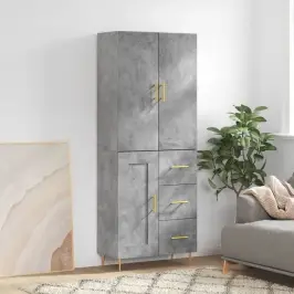Komoda, Betono Pilkos Spalvos, 69,5X34X180cm Apdirbta Mediena