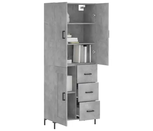 Augstais Skapis, Pelēks, 69,5X34X180 Cm, Inženierijas Koks Vidaxl