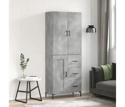 Augstais Skapis, Pelēks, 69,5X34X180 Cm, Inženierijas Koks Vidaxl